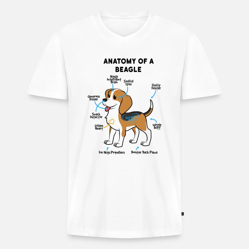 Anatomie Eines Beagle - Männer Premium Bio T-Shirt mit V-Ausschnitt - Weiß
