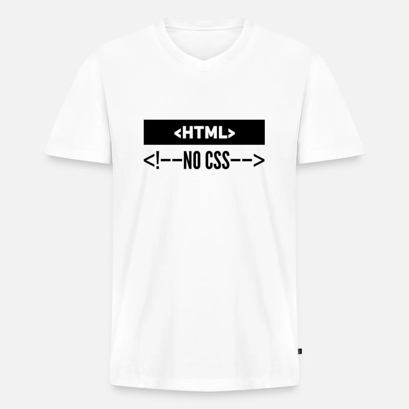 HTML Kein CSS - Männer Premium Bio T-Shirt mit V-Ausschnitt - Weiß