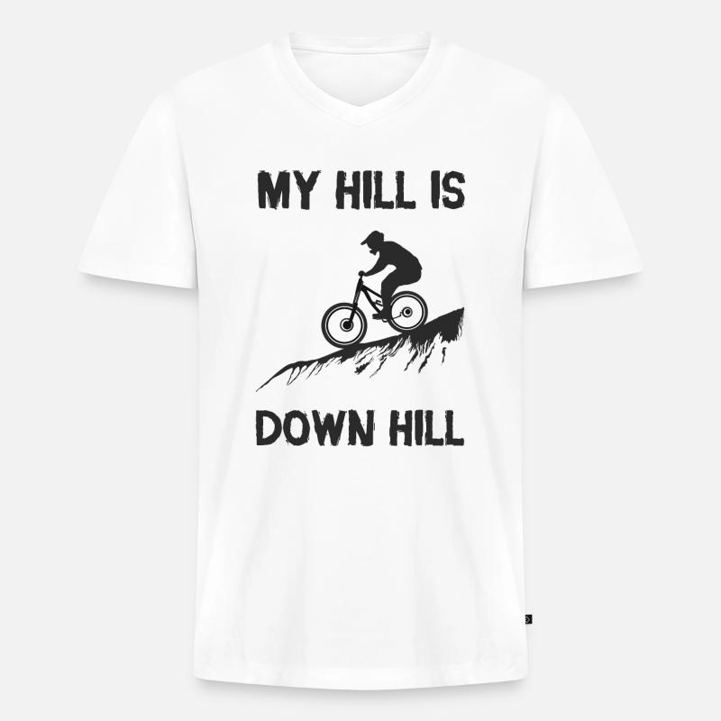 My Hill Is Down Hill - Männer Premium Bio T-Shirt mit V-Ausschnitt - Weiß