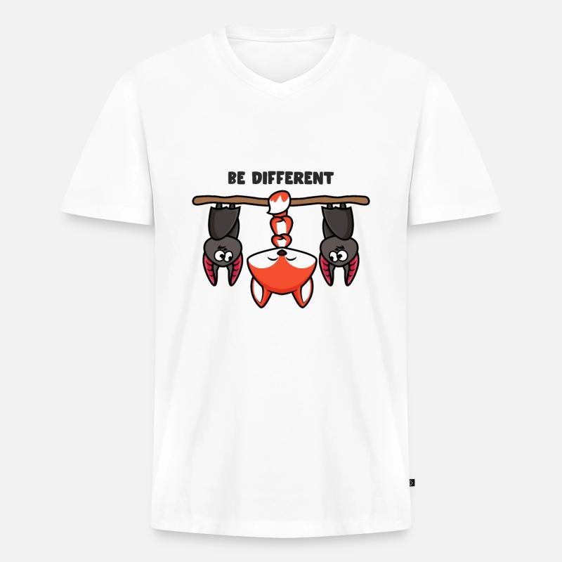 Sei Anders Fuchs - Männer Premium Bio T-Shirt mit V-Ausschnitt - Weiß
