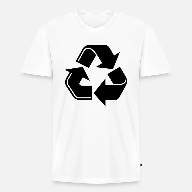 genbrug - Premium økologisk T-shirt med V-hals til mænd - hvid