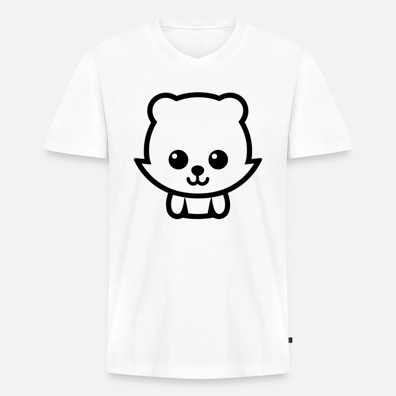 Fuchs - Männer Premium Bio T-Shirt mit V-Ausschnitt - Weiß