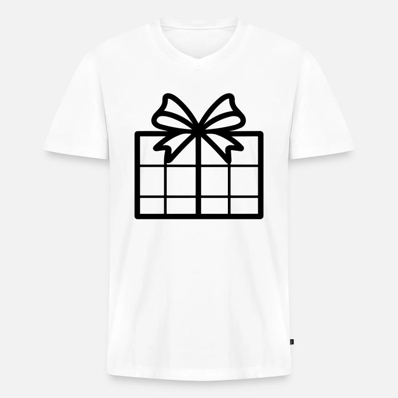 Kleine Geschenkbox - Männer Premium Bio T-Shirt mit V-Ausschnitt - Weiß