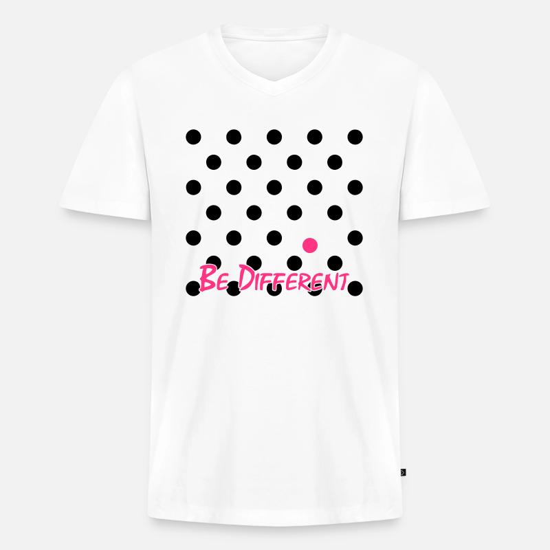 Be Different Polka Dots - Männer Premium Bio T-Shirt mit V-Ausschnitt - Weiß
