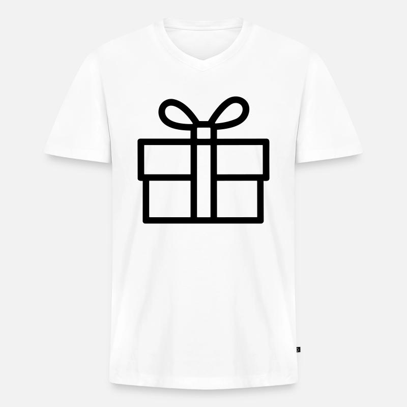 Kleine Geschenkbox - Männer Premium Bio T-Shirt mit V-Ausschnitt - Weiß