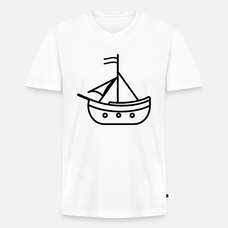 Piratenschiff - Männer Premium Bio T-Shirt mit V-Ausschnitt - Weiß