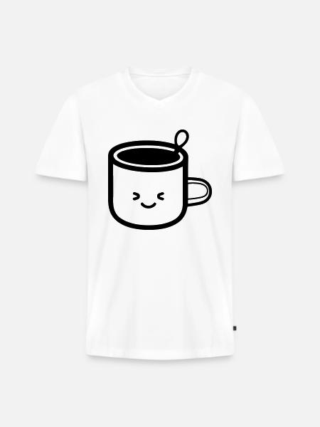 Kaffeebecher - Männer Premium Bio T-Shirt mit V-Ausschnitt - Weiß