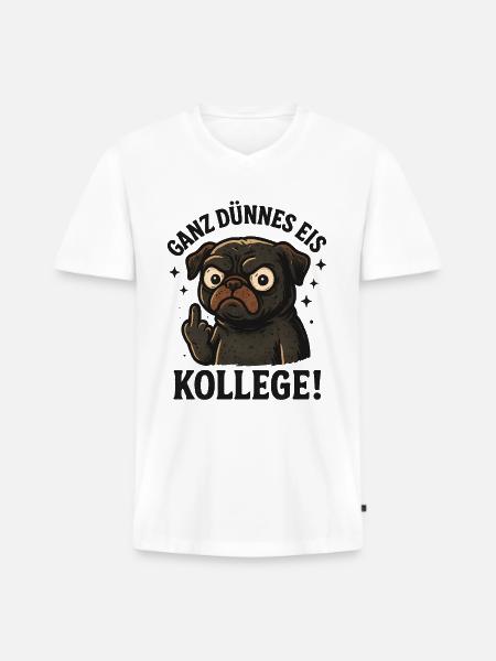 Very thin colleague pug dog - Men's Premium Organic T-shirt with V-neck - white