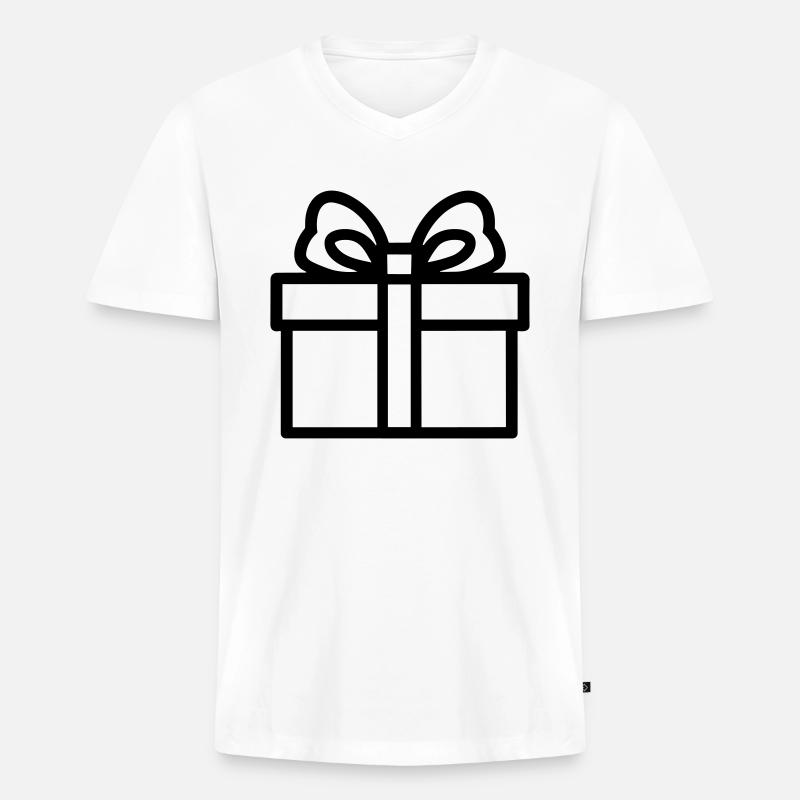 Kleine Geschenkbox - Männer Premium Bio T-Shirt mit V-Ausschnitt - Weiß