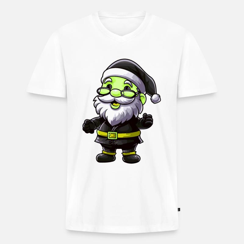 Weihnachtsmann Comic - Männer Premium Bio T-Shirt mit V-Ausschnitt - Weiß