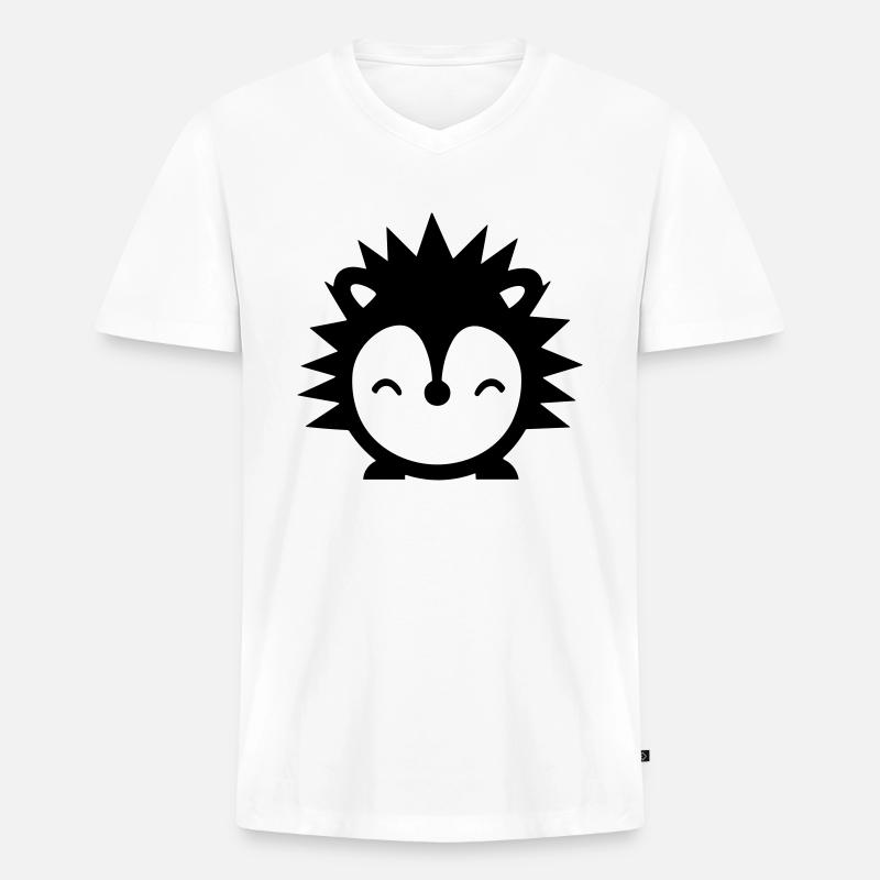 Igel - Männer Premium Bio T-Shirt mit V-Ausschnitt - Weiß