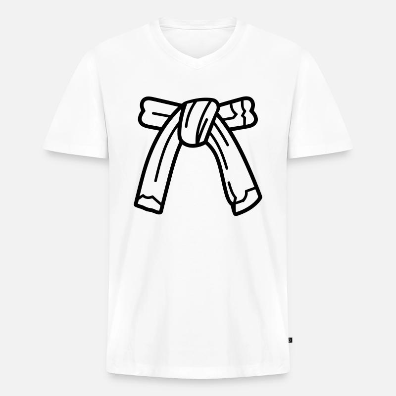 Gürtel - Männer Premium Bio T-Shirt mit V-Ausschnitt - Weiß