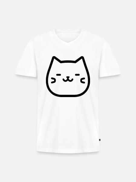 cat - Men's Premium Organic T-shirt with V-neck - white