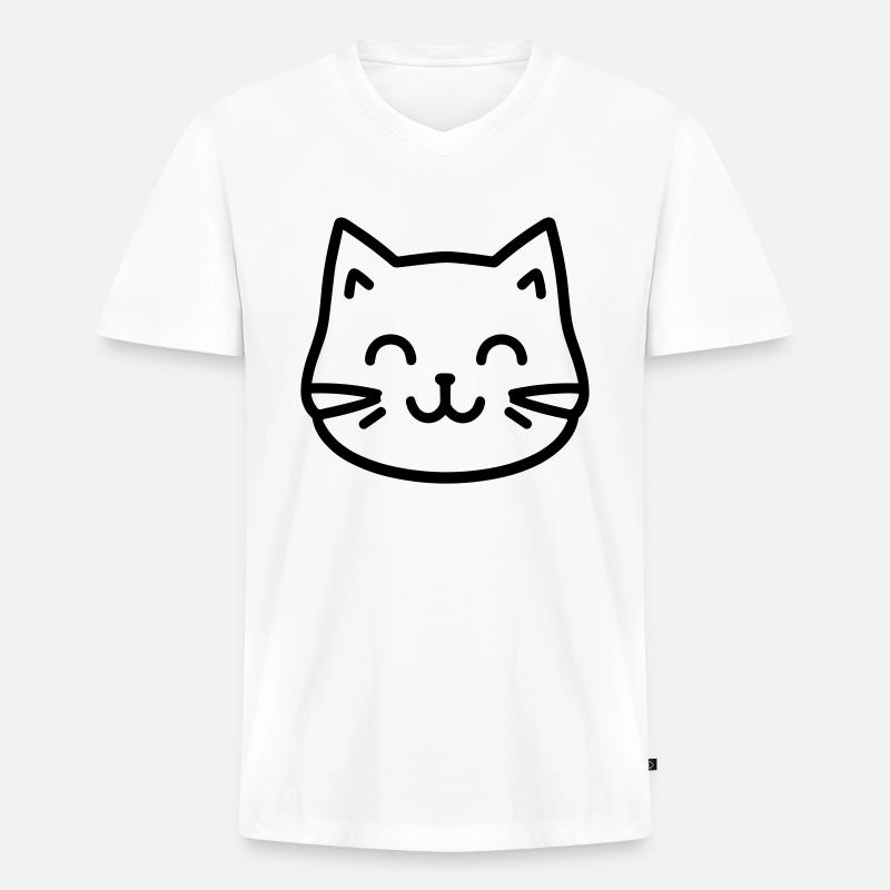 Katze - Männer Premium Bio T-Shirt mit V-Ausschnitt - Weiß