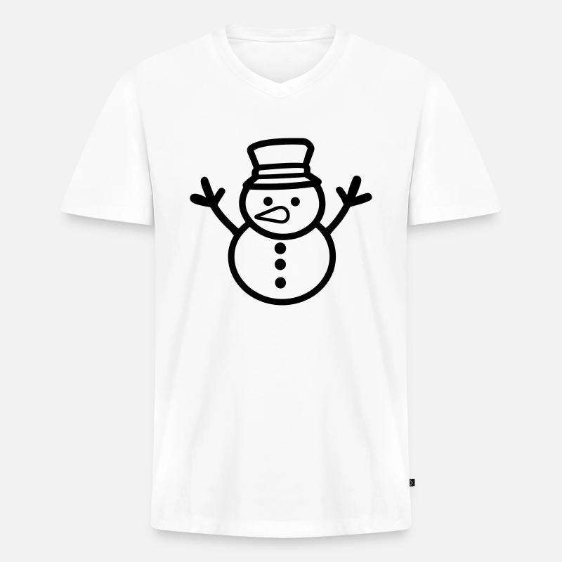 Schneemann - Männer Premium Bio T-Shirt mit V-Ausschnitt - Weiß