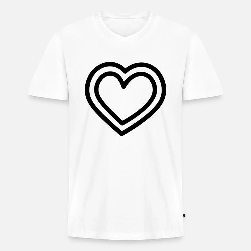 Herz - Männer Premium Bio T-Shirt mit V-Ausschnitt - Weiß