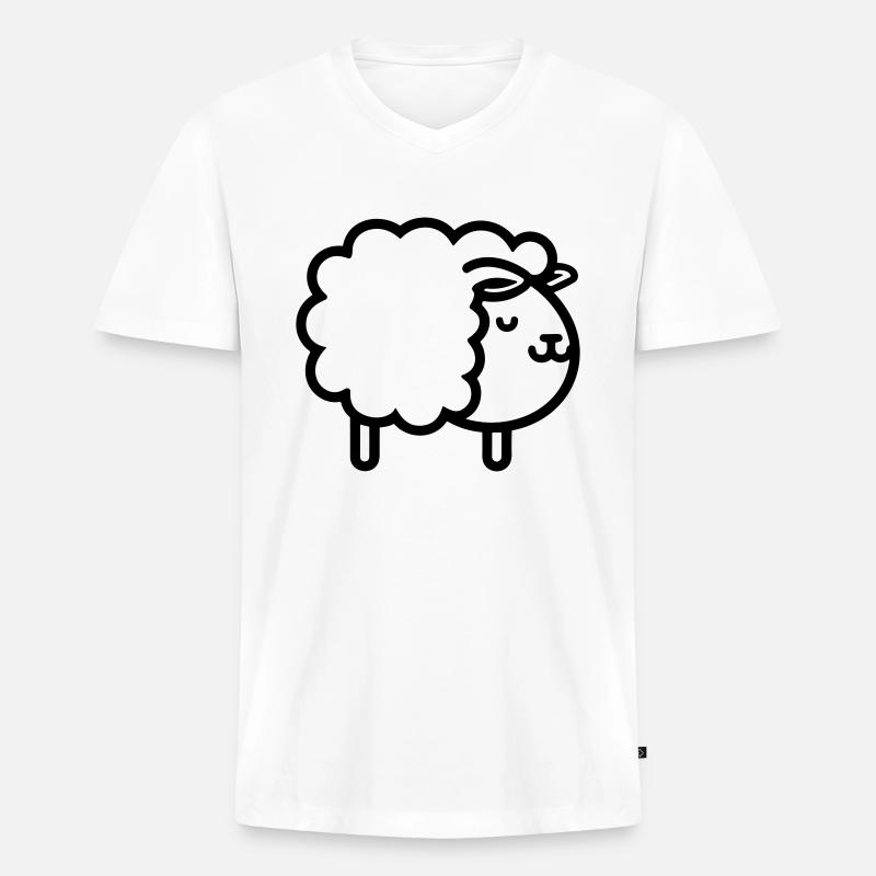 Schaf - Männer Premium Bio T-Shirt mit V-Ausschnitt - Weiß