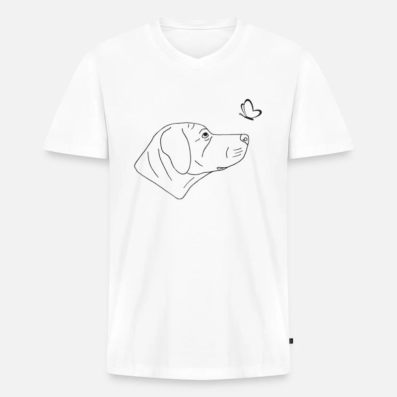 Rhodesian Ridgeback mit Schmetterling - Männer Premium Bio T-Shirt mit V-Ausschnitt - Weiß