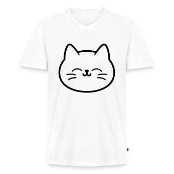 Kitten - Men's Premium Organic T-shirt with V-neck - white - Front - Nico (187cm)