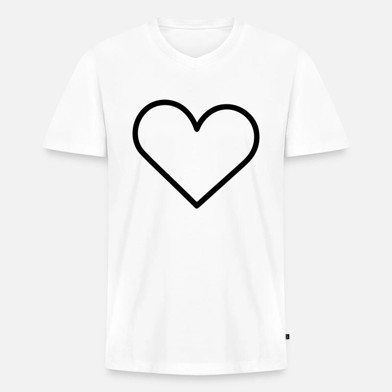 Herz - Männer Premium Bio T-Shirt mit V-Ausschnitt - Weiß