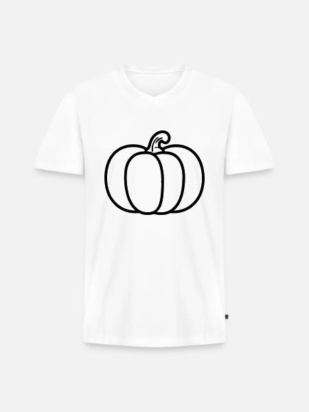 Kürbis - Männer Premium Bio T-Shirt mit V-Ausschnitt - Weiß