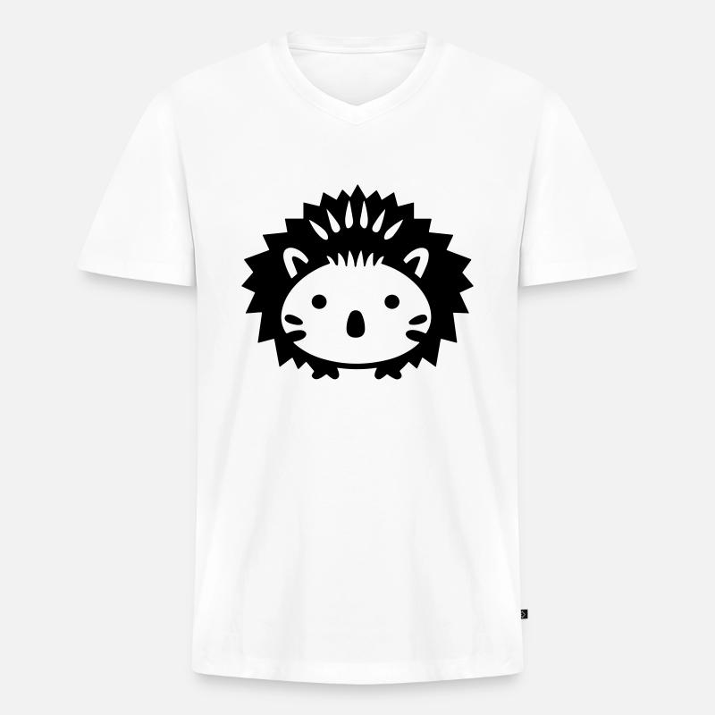 Igel - Männer Premium Bio T-Shirt mit V-Ausschnitt - Weiß