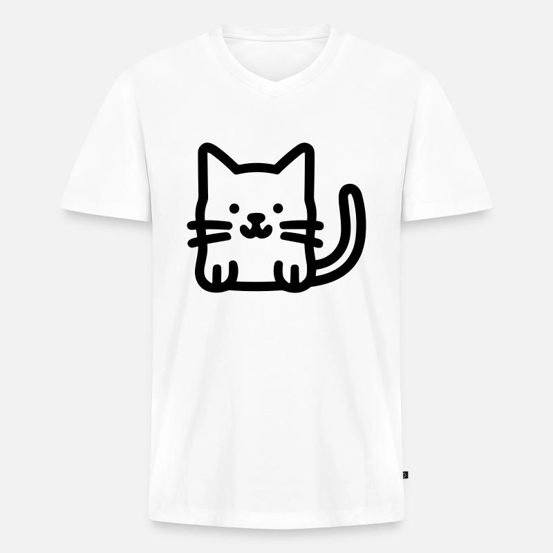 Katze - Männer Premium Bio T-Shirt mit V-Ausschnitt - Weiß