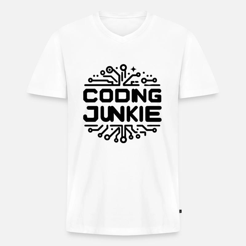 Coding Junkie 13 - Männer Premium Bio T-Shirt mit V-Ausschnitt - Weiß