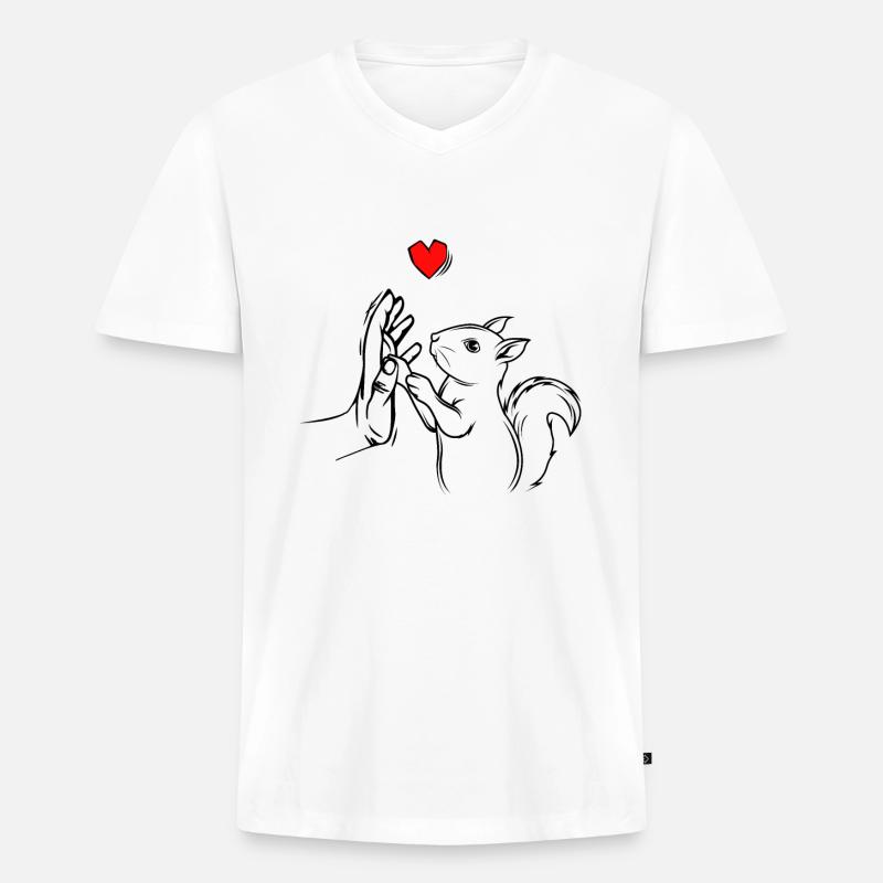 Eichhörnchen - Männer Premium Bio T-Shirt mit V-Ausschnitt - Weiß