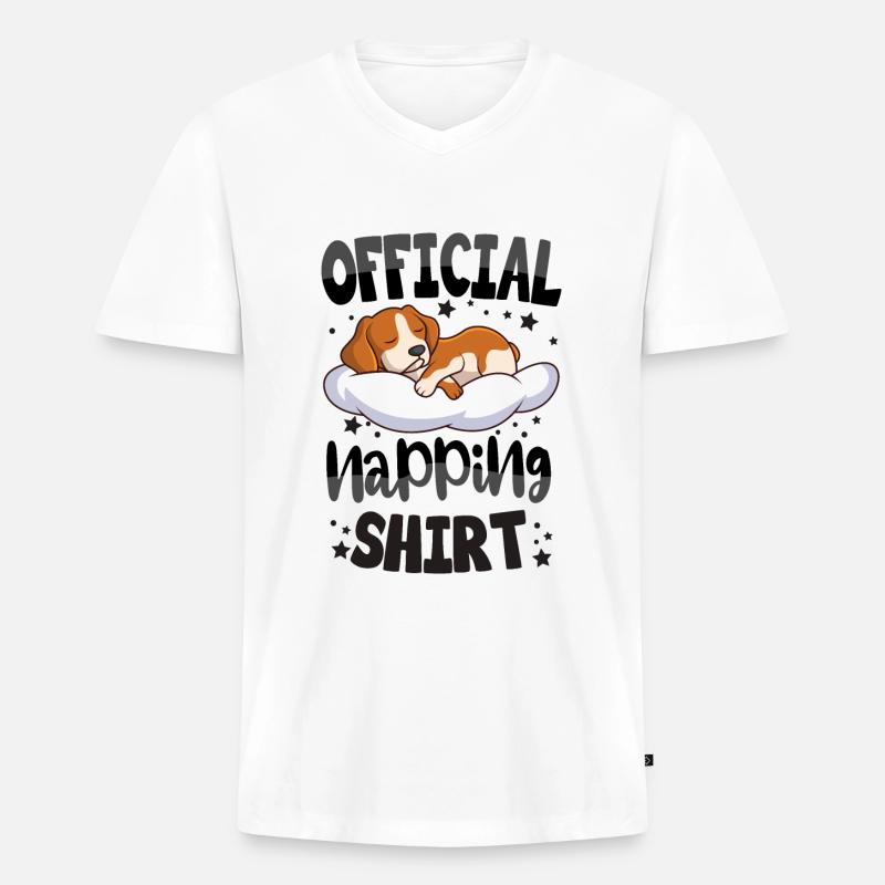 Beagle - Männer Premium Bio T-Shirt mit V-Ausschnitt - Weiß