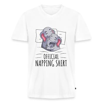 Elephant - Men's Premium Organic T-shirt with V-neck - white - Front - Nico (187cm)