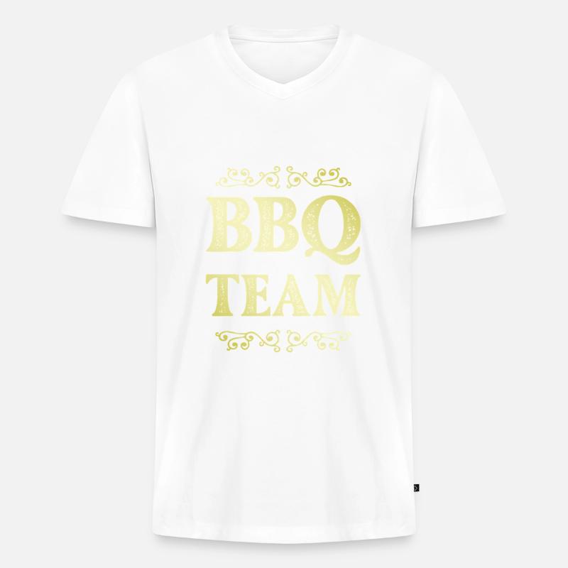 Bbq Team - Männer Premium Bio T-Shirt mit V-Ausschnitt - Weiß