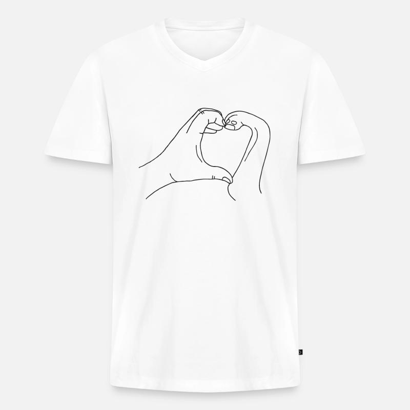 Hand mit Pfote - Männer Premium Bio T-Shirt mit V-Ausschnitt - Weiß