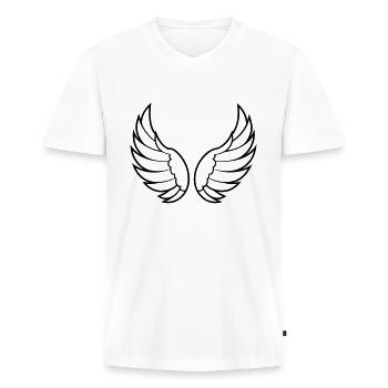 Angel Wings - Men's Premium Organic T-shirt with V-neck - white - Front - Nico (187cm)