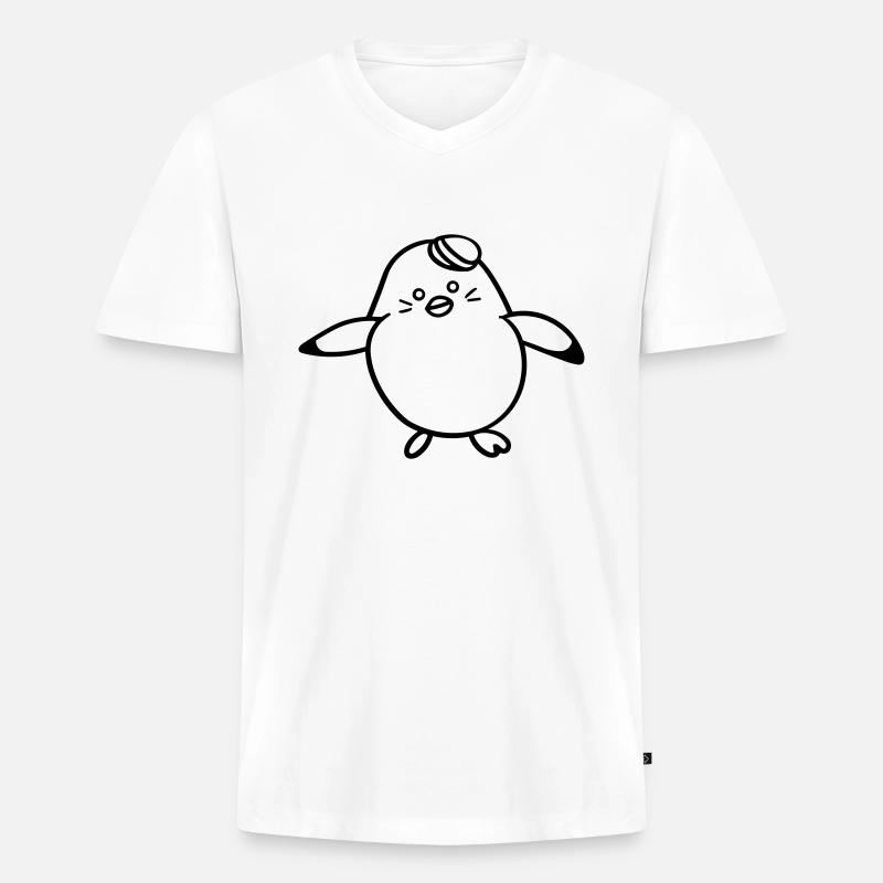 Pinguin - Männer Premium Bio T-Shirt mit V-Ausschnitt - Weiß