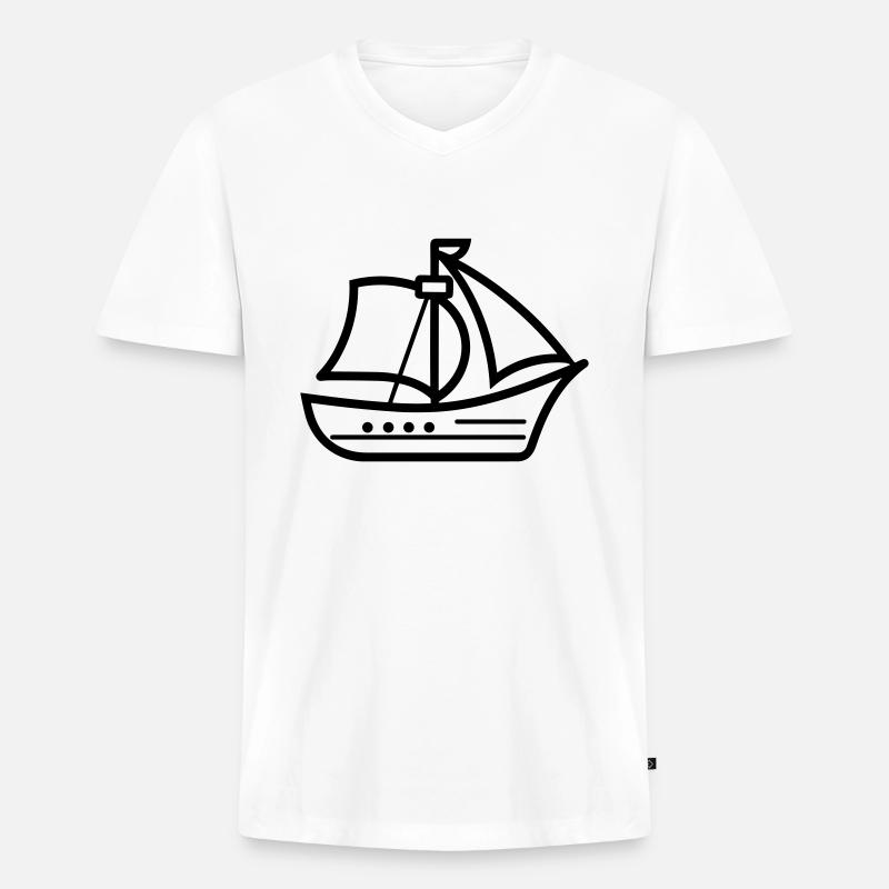 Piratenschiff - Männer Premium Bio T-Shirt mit V-Ausschnitt - Weiß