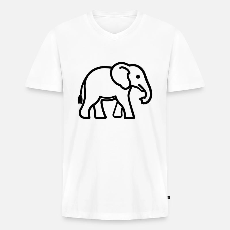 Elefant - Männer Premium Bio T-Shirt mit V-Ausschnitt - Weiß