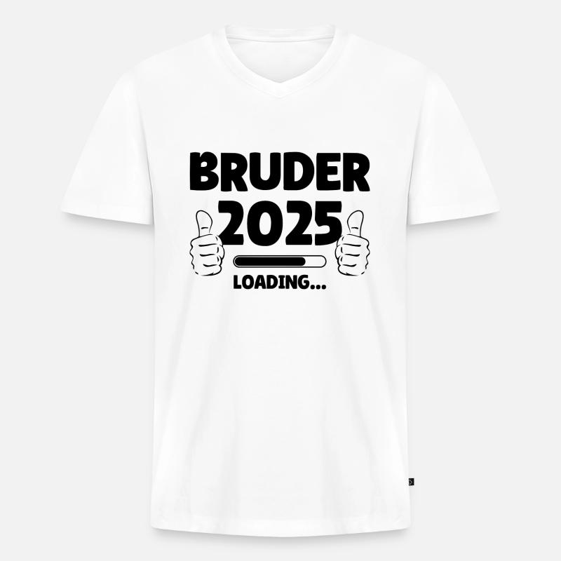 Bruder 2025 Loading - Männer Premium Bio T-Shirt mit V-Ausschnitt - Weiß