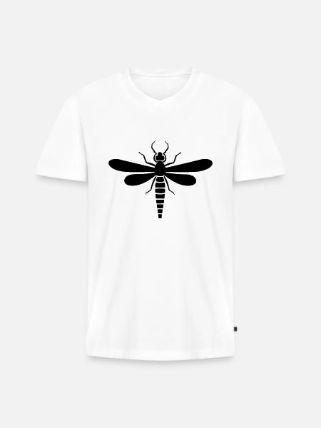 Libelle - Männer Premium Bio T-Shirt mit V-Ausschnitt - Weiß