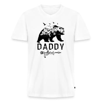 Papa Ours - T-shirt encolure en V Premium bio Homme - blanc - Devant - Nico (187cm)