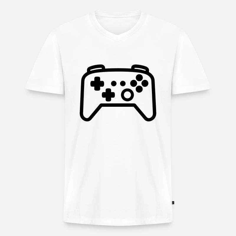 Controller für Videospiele - Männer Premium Bio T-Shirt mit V-Ausschnitt - Weiß