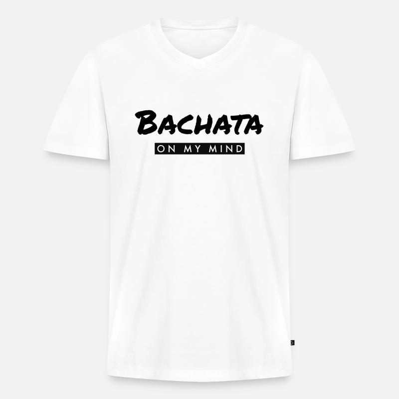 Bachata on my Mind schwarz - Männer Premium Bio T-Shirt mit V-Ausschnitt - Weiß