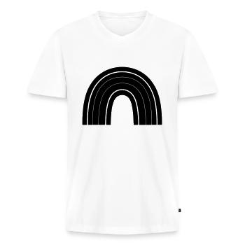 Regenbogen - Männer Premium Bio T-Shirt mit V-Ausschnitt - Weiß - Vorne - Nico (187cm)