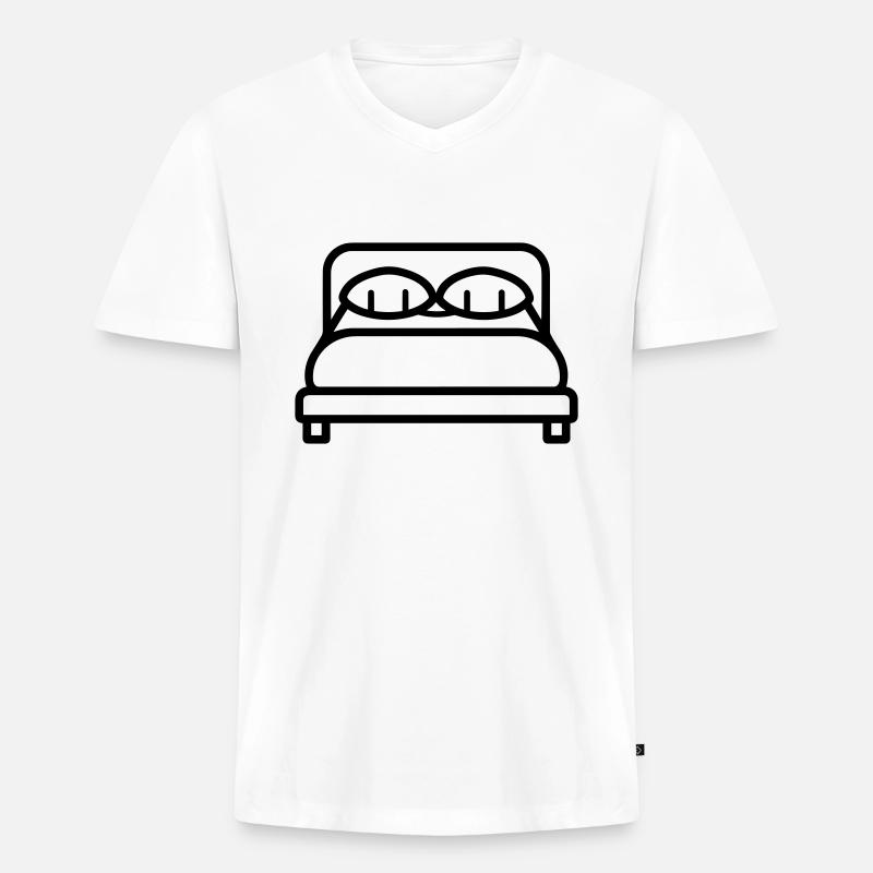 Bett - Männer Premium Bio T-Shirt mit V-Ausschnitt - Weiß