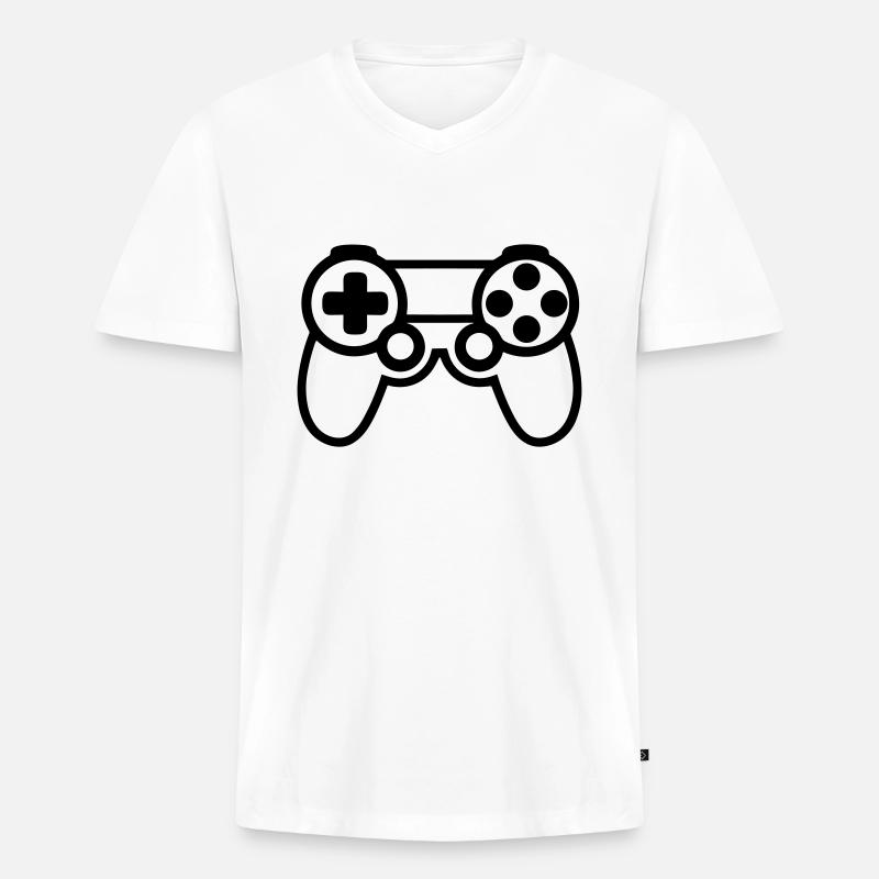 Videospiel-Controller - Männer Premium Bio T-Shirt mit V-Ausschnitt - Weiß