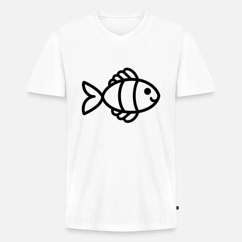 Fisch - Männer Premium Bio T-Shirt mit V-Ausschnitt - Weiß