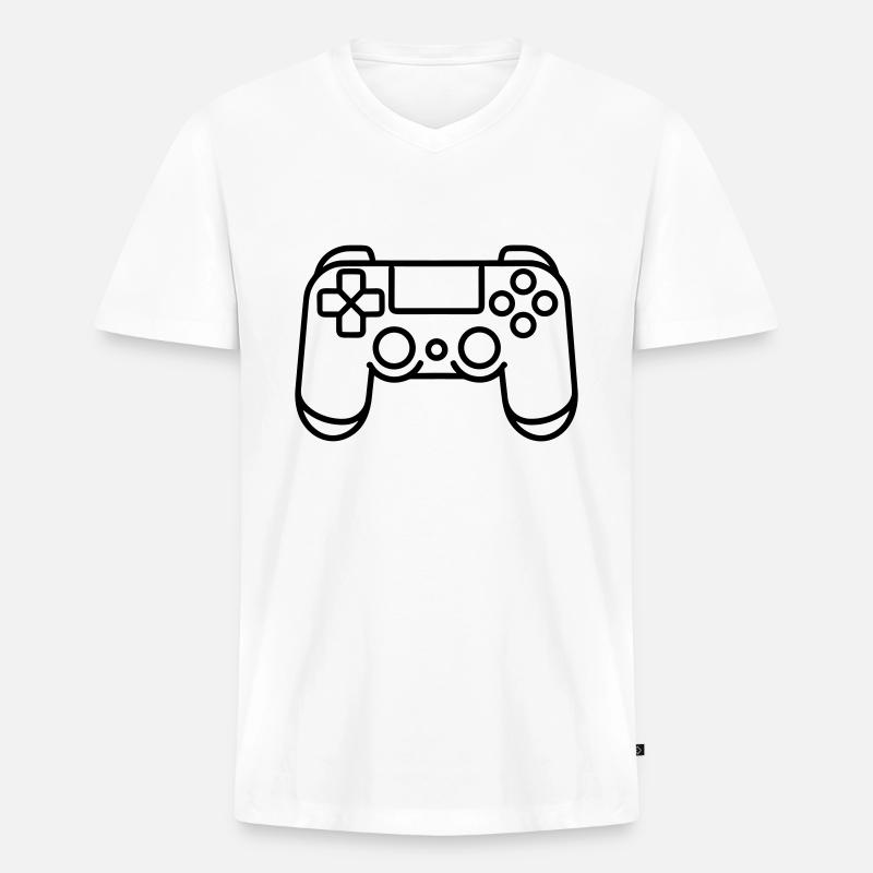 Controller für Videospiele - Männer Premium Bio T-Shirt mit V-Ausschnitt - Weiß