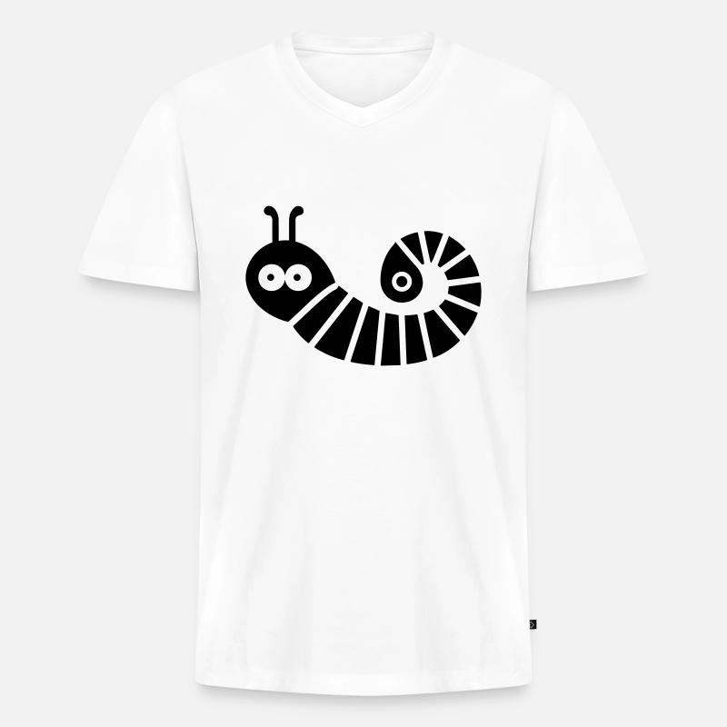 Raupe - Männer Premium Bio T-Shirt mit V-Ausschnitt - Weiß