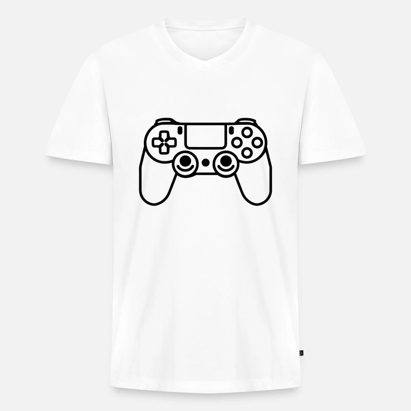 Videospiel-Controller - Männer Premium Bio T-Shirt mit V-Ausschnitt - Weiß