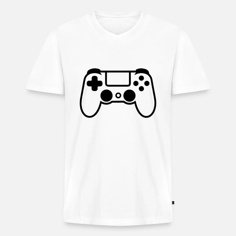 Videospiel-Controller - Männer Premium Bio T-Shirt mit V-Ausschnitt - Weiß